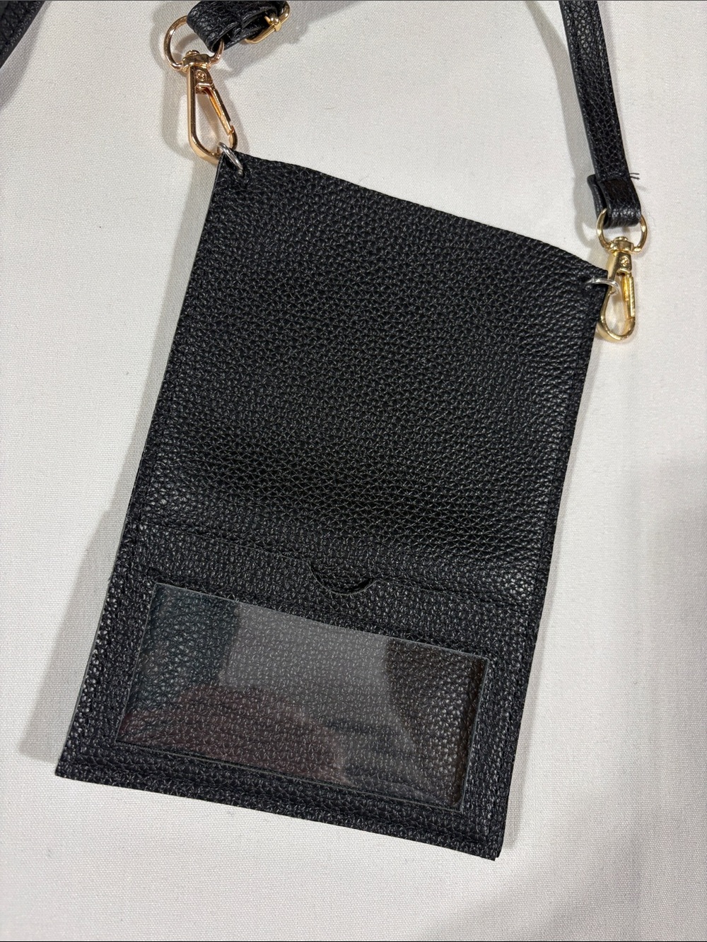 Black Floral Crystal Crossbody Leather Pouch 5” x 7”  New! - Picture 6 of 12